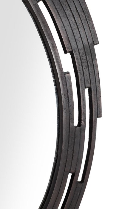 GINER Y COLOMER Miroir Décoratif Rond avec Cadre Plat en Métal Aluminium Ajouré - Style Vieilli Bronzé